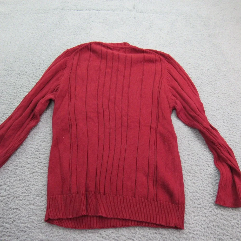 Saddlebred Men's Red Cable Knit V-Neck Long Sleeve Cotton‎ Sweater Med